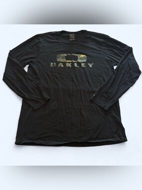 Oakley Long Sleeve T Shirt Sz XL Black Camo Logo